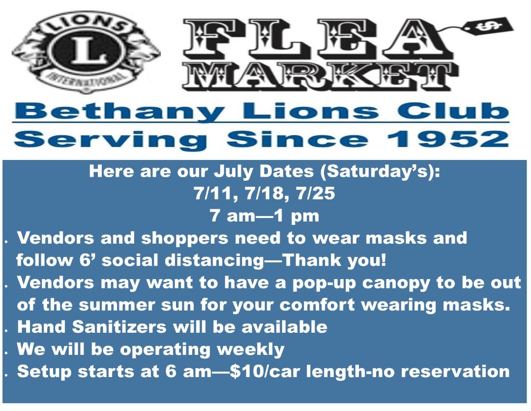 Update on Flea Market Bethany CT Lions Club